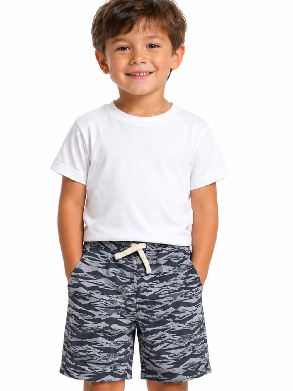 Place Kids Camo Drawstring Shorts - Gray Size 6
